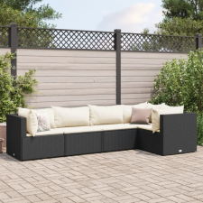  5 részes fekete polyrattan kerti ülőgarnitúra párnákkal kerti bútor
