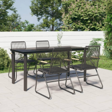 5 részes fekete PVC rattan kerti étkezőgarnitúra kerti bútor
