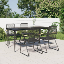 5 részes fekete PVC rattan kerti étkezőgarnitúra kerti bútor