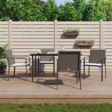 5-részes polyrattan és acél kerti étkezőgarnitúra párnával kerti bútor
