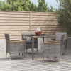  5 részes szürke polyrattan kerti étkezőgarnitúra párnával