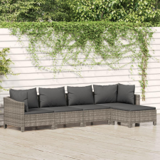 5 részes szürke polyrattan kerti ülőgarnitúra párnákkal kerti bútor