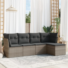 5 részes szürke polyrattan kerti ülőgarnitúra párnákkal kerti bútor