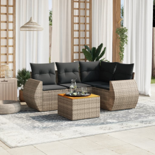 5 részes szürke polyrattan kerti ülőgarnitúra párnákkal kerti bútor