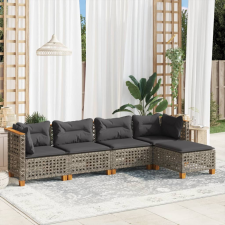 5 részes szürke polyrattan kerti ülőgarnitúra párnákkal kerti bútor