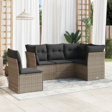 5 részes szürke polyrattan kerti ülőgarnitúra párnákkal kerti bútor