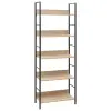  5 szintes tölgyszínű szerelt fa könyvespolc 60x27,6x158,5 cm