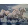  5D diamond picture gyémántszemes kirakó vágtázó fehér lovak