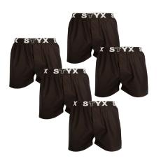  5PACK Férfi bő szárú boxeralsók Styx sportos gumipánt fekete (5B960) M
