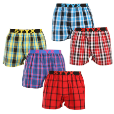  5PACK férfi bő szárú boxeralsók Styx sportos gumipánt többszínű (5B103135) L