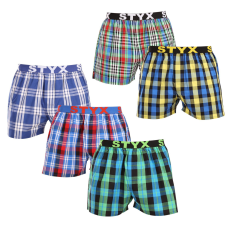  5PACK férfi bő szárú boxeralsók Styx sportos gumipánt többszínű (5B103640) M