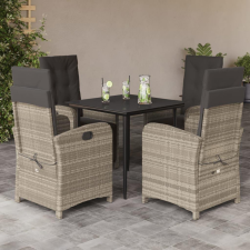 5részes világosszürke polyrattan kerti étkezőgarnitúra párnával kerti bútor