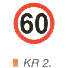  60 km sebességkorlátozás KR2. információs tábla, állvány
