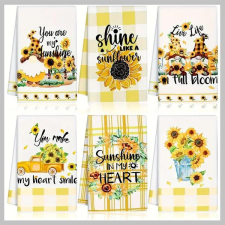  6 darab napraforgó témájú mikroszálas konyharuha MA129005 lakástextília