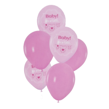 6 darabos latex lufi szett – Babaváró – Baby! It’s a girl party kellék