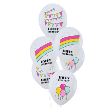  6 darabos latex lufi szett – Happy Birthday – Szivárvány party kellék