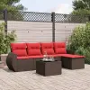  6 db barna polyrattan kerti kanapégarnitúra párnákkal