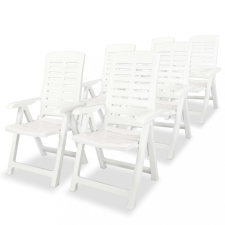  6 db fehér dönthető műanyag kerti szék kerti bútor