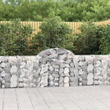  6 db íves horganyzott vas gabion kosár 200x30x80/100 cm kerti tárolás