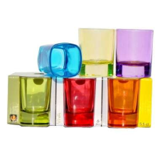  6 db-os színes üveg shot-pohár készlet, 55 ml pálinkás pohár