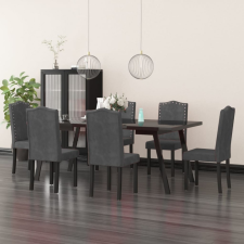  6 db sötétszürke bársony étkezőszék bútor