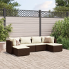  6 részes barna polyrattan kerti ülőgarnitúra párnákkal