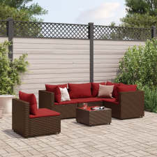  6 részes barna polyrattan kerti ülőgarnitúra párnákkal kerti bútor