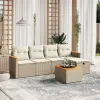  6 részes bézs polyrattan kerti ülőgarnitúra párnával