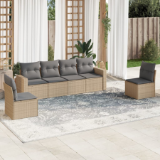 6 részes bézs polyrattan kerti ülőgarnitúra párnával kerti bútor