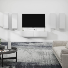  6 részes fehér szerelt fa TV-szekrényszett bútor
