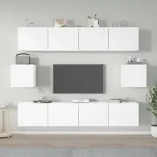 6 részes fehér szerelt fa TV-szekrényszett bútor