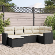 6 részes fekete polyrattan kerti ülőgarnitúra párnákkal kerti bútor