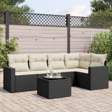 6 részes fekete polyrattan kerti ülőgarnitúra párnákkal kerti bútor