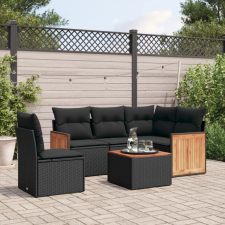  6 részes fekete polyrattan kerti ülőgarnitúra párnákkal kerti bútor