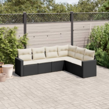  6 részes fekete polyrattan kerti ülőgarnitúra párnákkal kerti bútor