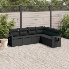 6 részes fekete polyrattan kerti ülőgarnitúra párnákkal kerti bútor