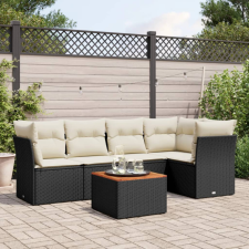  6 részes fekete polyrattan kerti ülőgarnitúra párnákkal kerti bútor