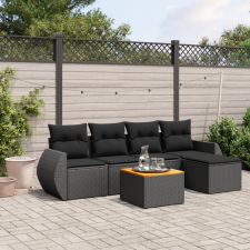 6 részes fekete polyrattan kerti ülőgarnitúra párnákkal kerti bútor