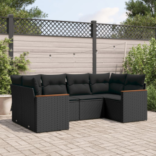  6 részes fekete polyrattan kerti ülőgarnitúra párnákkal kerti bútor