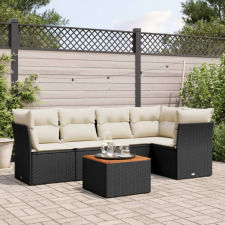 6 részes fekete polyrattan kerti ülőgarnitúra párnákkal kerti bútor