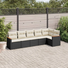  6 részes fekete polyrattan kerti ülőgarnitúra párnákkal kerti bútor