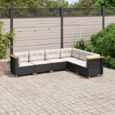  6 részes fekete polyrattan kerti ülőgarnitúra párnákkal kerti bútor