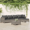  6 részes szürke polyrattan kerti ülőgarnitúra párnákkal