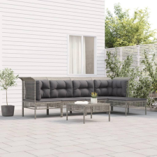 6 részes szürke polyrattan kerti ülőgarnitúra párnákkal kerti bútor