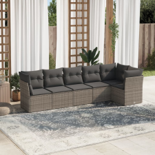 6 részes szürke polyrattan kerti ülőgarnitúra párnákkal kerti bútor