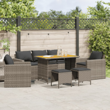  6 részes szürke polyrattan kerti ülőgarnitúra párnákkal kerti bútor