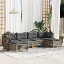 6 részes szürke polyrattan kerti ülőgarnitúra párnákkal kerti bútor