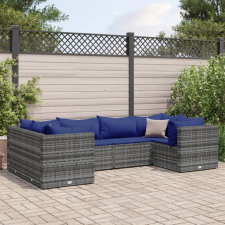  6 részes szürke polyrattan kerti ülőgarnitúra párnákkal kerti bútor
