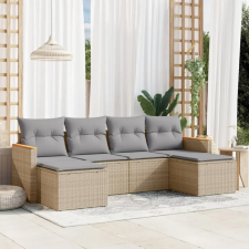  6 részes vegyes bézs polyrattan kerti ülőgarnitúra párnákkal kerti bútor