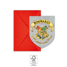 6db Születésnapi meghívó és boríték HARRY POTTER HOGWARTS HOUSES ajándékkísérő kártya